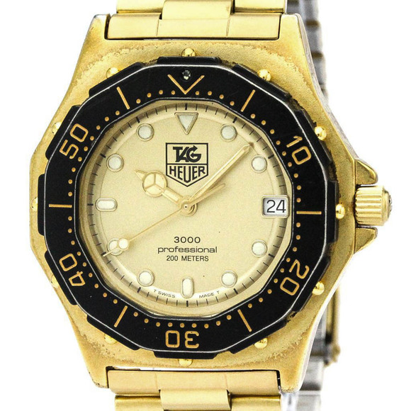 TAG HEUER 3000 Professional 200M Gold Plated Quartz Mens Watch 937.406 BF563421 - Picture 1 of 8